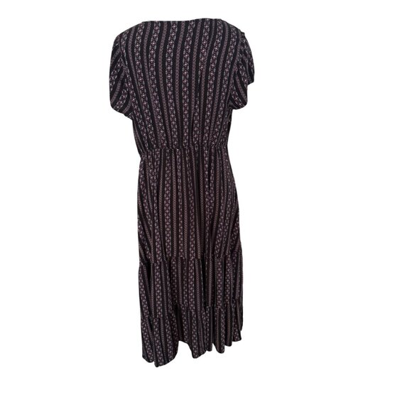 Torrid Womens Black & Pink Striped Floral Midi Dress - Picture 4 of 7